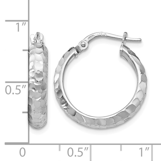 Leslie's SS Radiant Essence Rhodium-plated Hinged Hoop Earrings