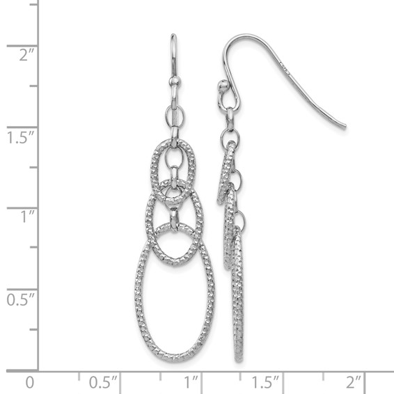 Leslie's Sterling Silver RH-plt Textured Dangle Shepherd Hook Earrings