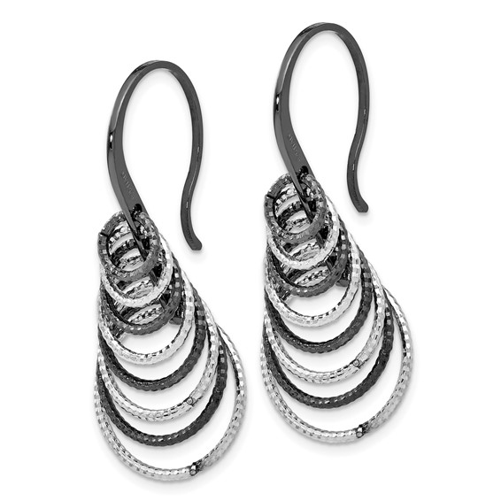 Leslie's Sterling Silver Ruthenium-plated Laser Textured Earrings