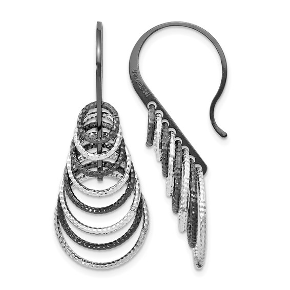 Leslie's Sterling Silver Ruthenium-plated Laser Textured Earrings