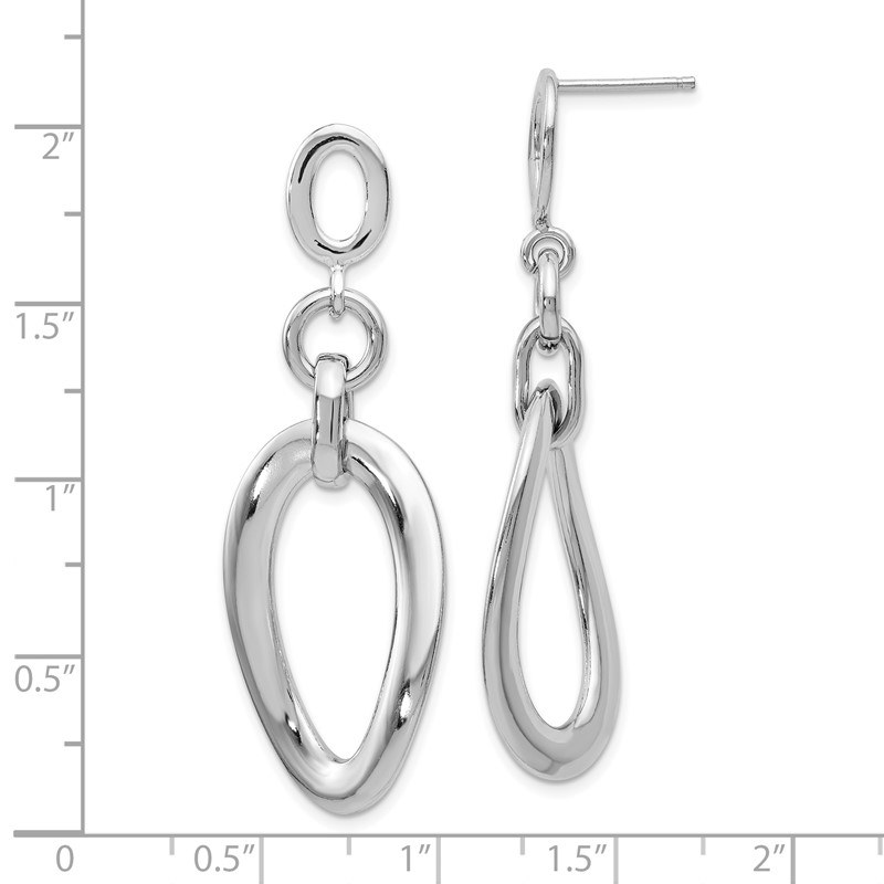 Sterling Silver RH-plated Polished Post Dangle Earrings