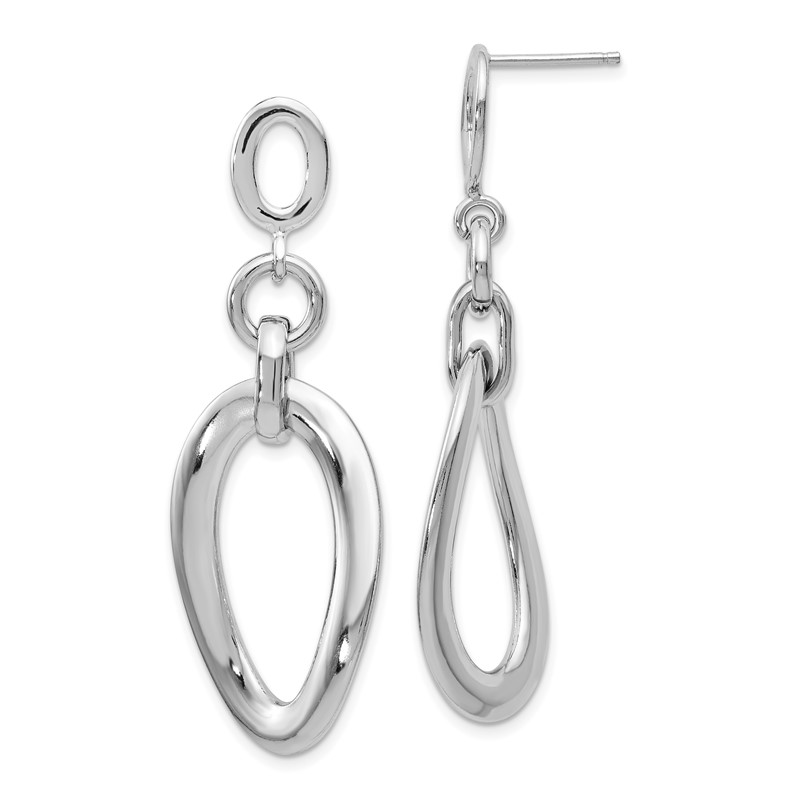 Sterling Silver RH-plated Polished Post Dangle Earrings