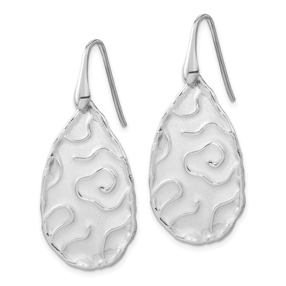 Leslie's Sterling Silver Rhodium-plated Satin Finish Dangle Earrings