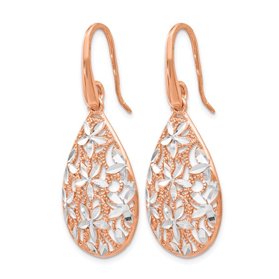 Leslie's Sterling Silver Rose Gold-toned Polished Textured Earrings
