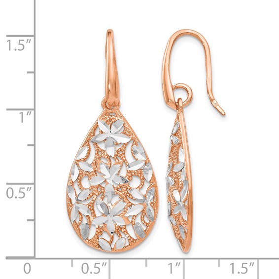 Leslie's Sterling Silver Rose Gold-toned Polished Textured Earrings