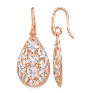 Leslie's Sterling Silver Rose Gold-toned Polished Textured Earrings