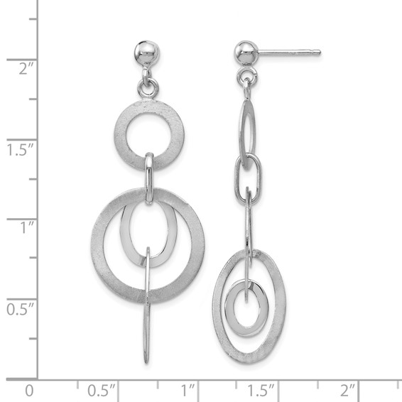 Leslie's Sterling Silver Rhodium-plated Polished and Brushed Dangle Earring