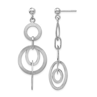 Leslie's Sterling Silver Rhodium-plated Polished and Brushed Dangle Earring