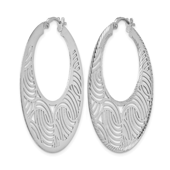 Leslie's Sterling Silver Rhodium-plated Fancy Polished Cut-out Hoop Earring