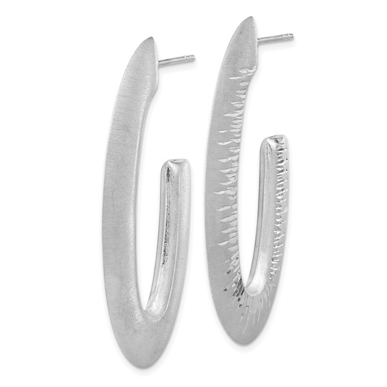 Leslie's Sterling Silver Rhodium-plated D/C Oval Post Hoop Earrings
