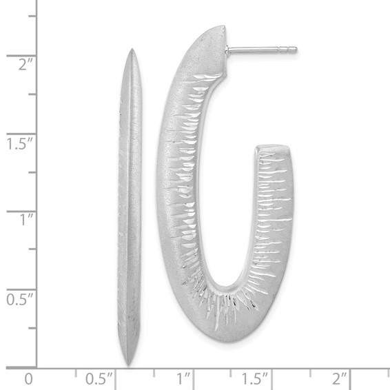 Leslie's Sterling Silver Rhodium-plated D/C Oval Post Hoop Earrings