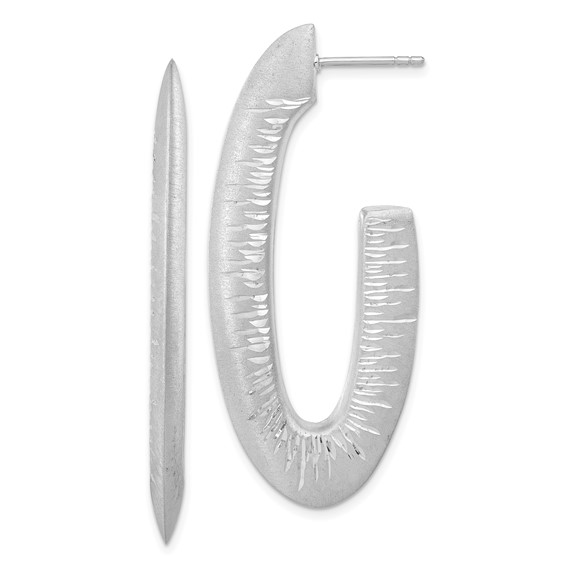 Leslie's Sterling Silver Rhodium-plated D/C Oval Post Hoop Earrings