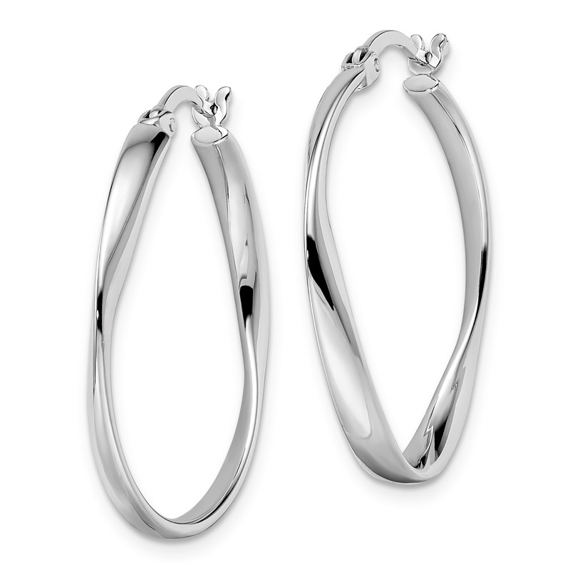 Sterling Silver RH-plated Polished Hoop Earrings