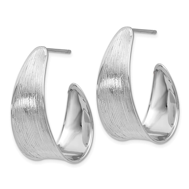 Sterling Silver RH-plated Polished and Textured Earrings