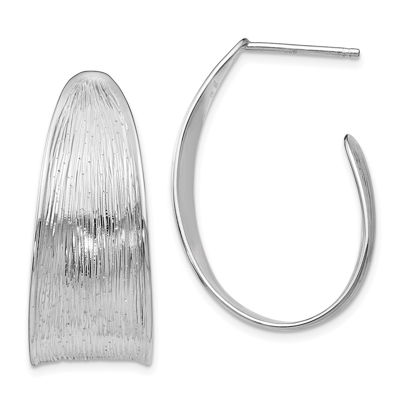 Sterling Silver RH-plated Polished and Textured Earrings