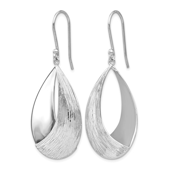 Leslie's Sterling Silver RH-plated Polished and Textured Dangle Earrings
