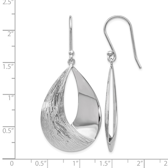 Leslie's Sterling Silver RH-plated Polished and Textured Dangle Earrings