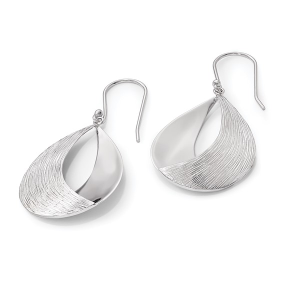 Leslie's Sterling Silver RH-plated Polished and Textured Dangle Earrings