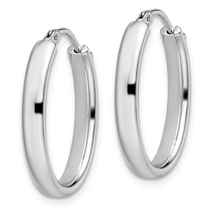 Sterling Silver RH-plated Polished Oval Hoop Earrings