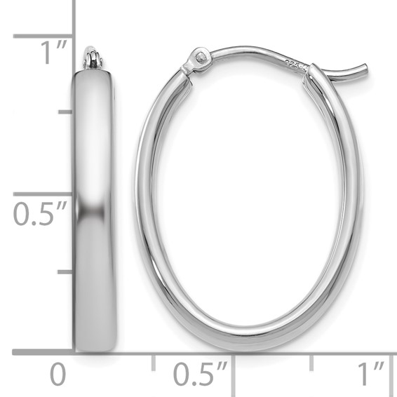 Leslie's Sterling Silver Polished 3.50mm Oval Hoop Earrings