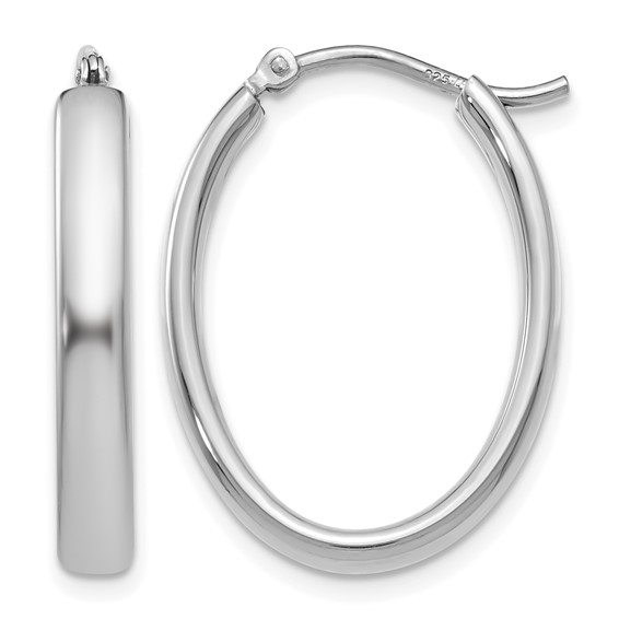 Leslie's Sterling Silver Polished 3.50mm Oval Hoop Earrings
