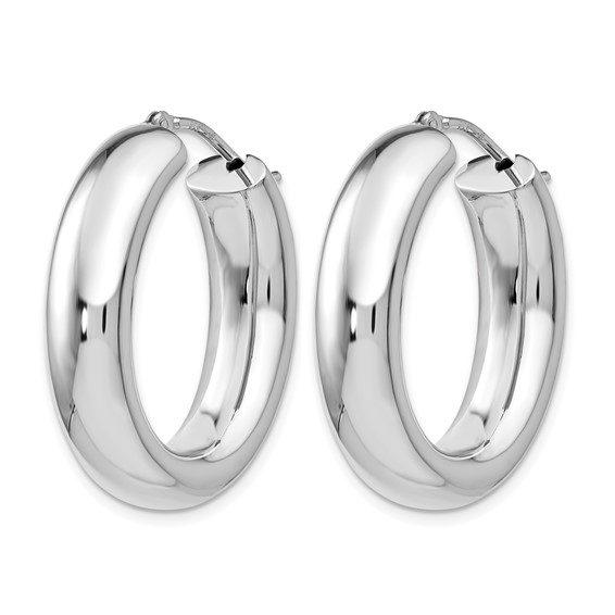 Leslie's Sterling Silver RH-plated Polished Oval Hoop Earrings