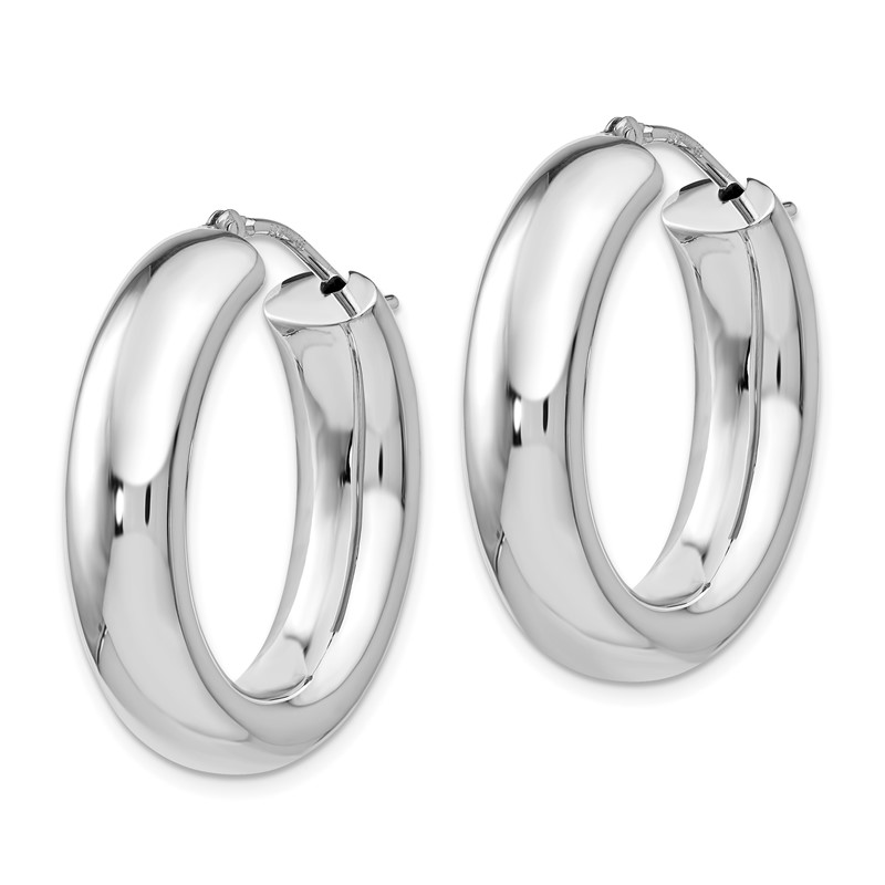 Sterling Silver RH-plated Polished Oval Hoop Earrings