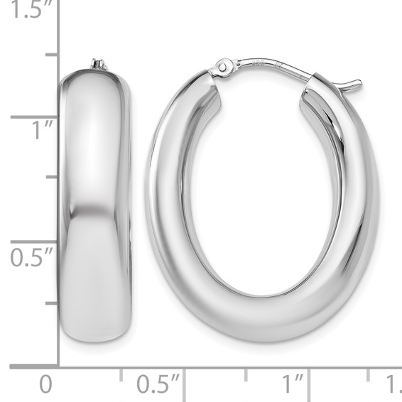 Leslie's Sterling Silver RH-plated Polished Oval Hoop Earrings