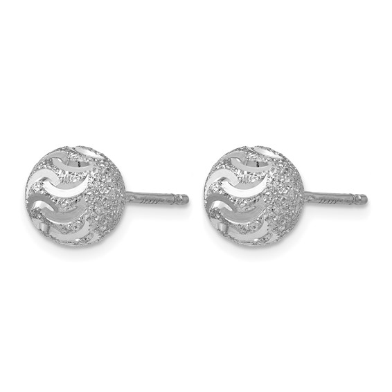 Leslie's Sterling Silver RH-plated Laser-cut Ball Post Earrings