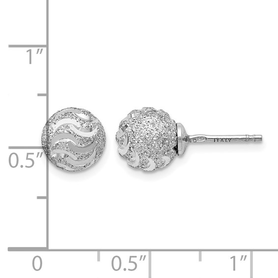 Leslie's Sterling Silver RH-plated Laser-cut Ball Post Earrings