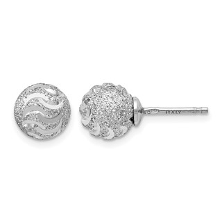 Leslie's Sterling Silver RH-plated Laser-cut Ball Post Earrings