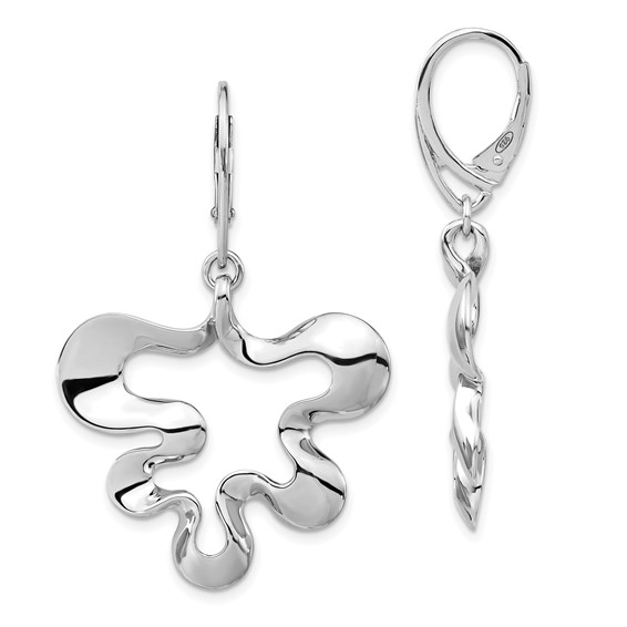 Leslie's Sterling Silver Polished Contemporary Leverback Dangle Earrings