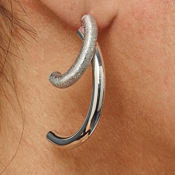 Leslie's Sterling Silver Polished D/C Removable Front Back Earrings