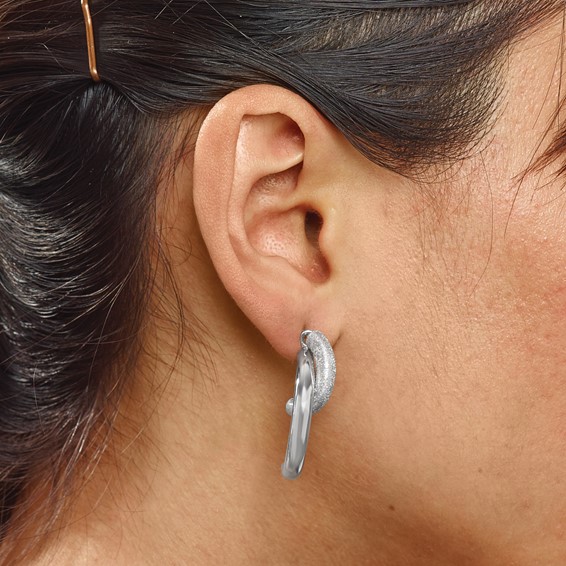 Leslie's Sterling Silver Polished D/C Removable Front Back Earrings