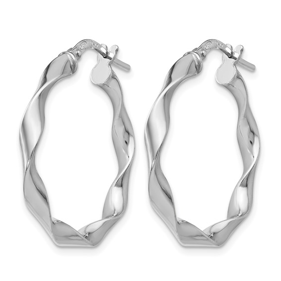 Leslie's Sterling Silver RH-plated Polished Twisted Hoop Earrings