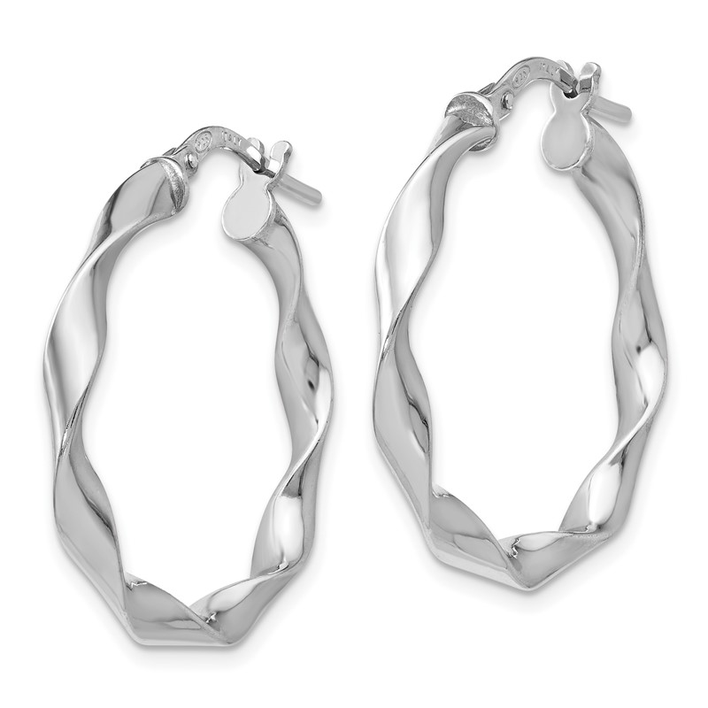 Sterling Silver RH-plated Polished Twisted Hoop Earrings