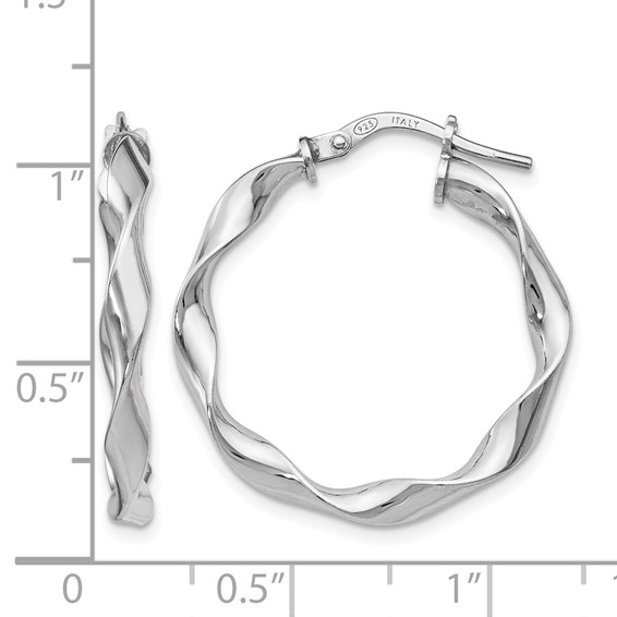 Leslie's Sterling Silver RH-plated Polished Twisted Hoop Earrings