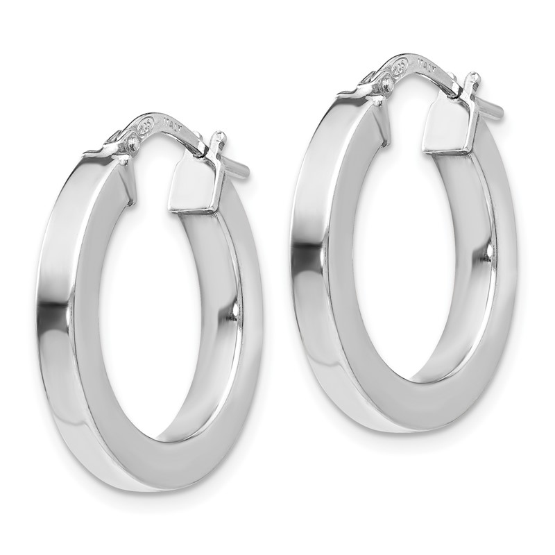 Sterling Silver RH-plated Polished Hoop Earrings
