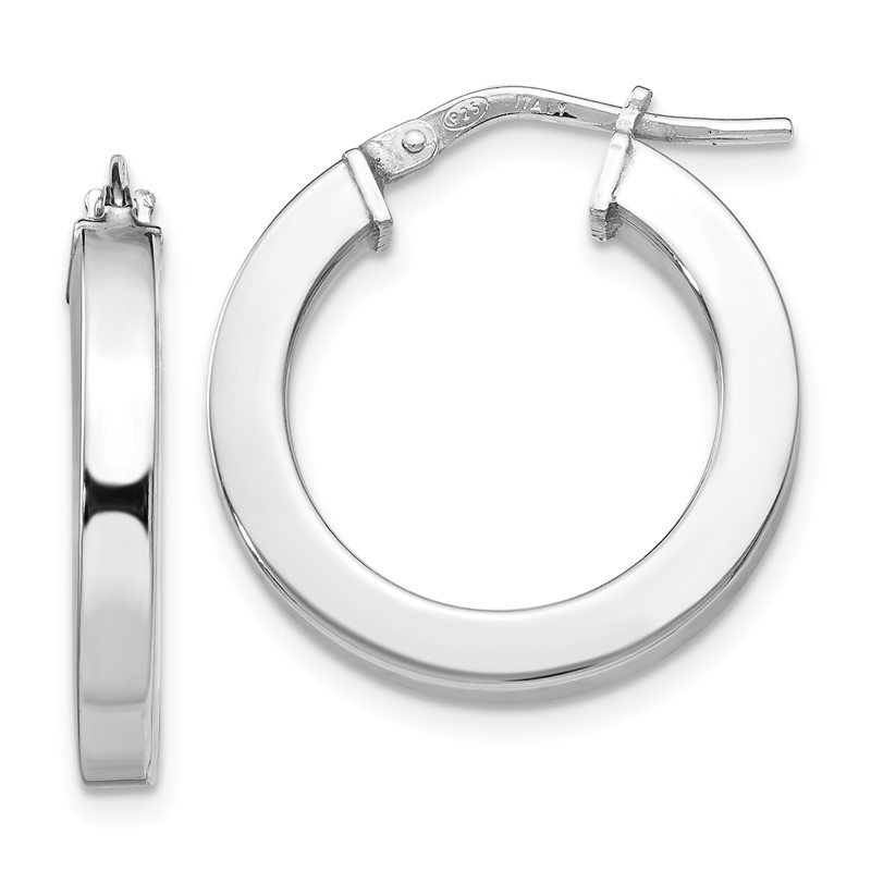 Sterling Silver RH-plated Polished Hoop Earrings