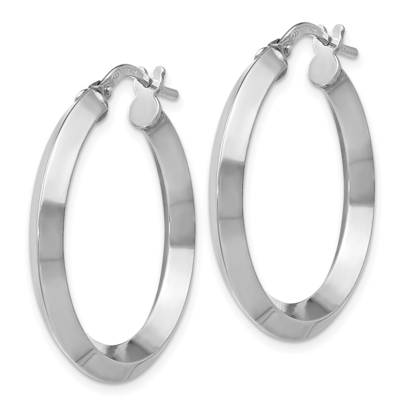 Sterling Silver RH-plated Polished Hoop Earrings