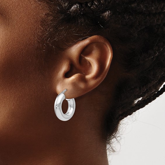 Leslie's Sterling Silver Polished 5.00mm Round Hoop Earrings