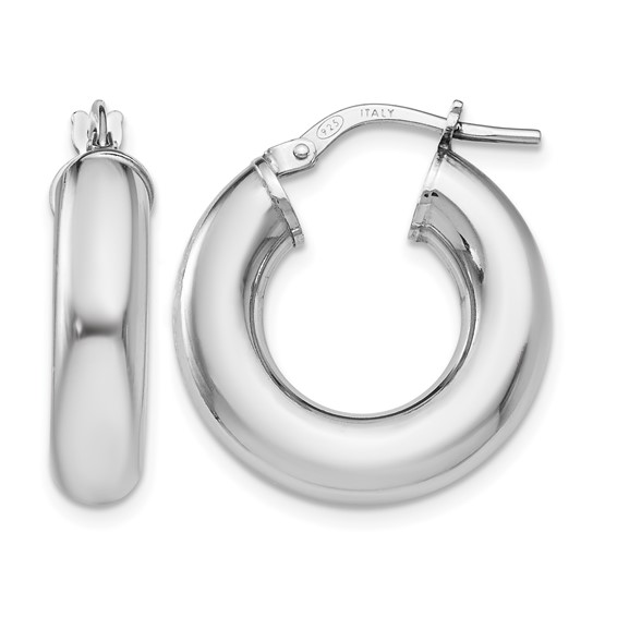 Leslie's Sterling Silver Polished 5.00mm Round Hoop Earrings