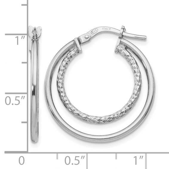 Leslie's Sterling Silver Polished and Diamond-cut Hoop Earrings