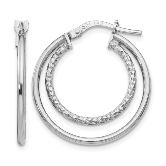 Leslie's Sterling Silver Polished and Diamond-cut Hoop Earrings