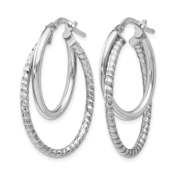 Leslie's Sterling Silver RH-plated Polished D/C Oval Hoop Earrings