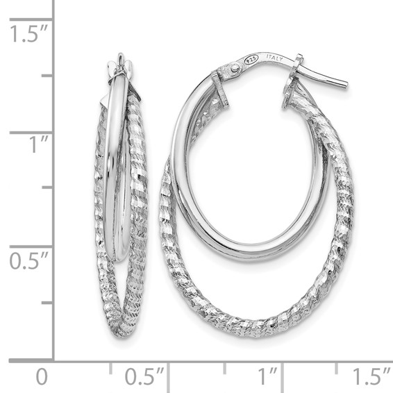 Leslie's Sterling Silver RH-plated Polished D/C Oval Hoop Earrings