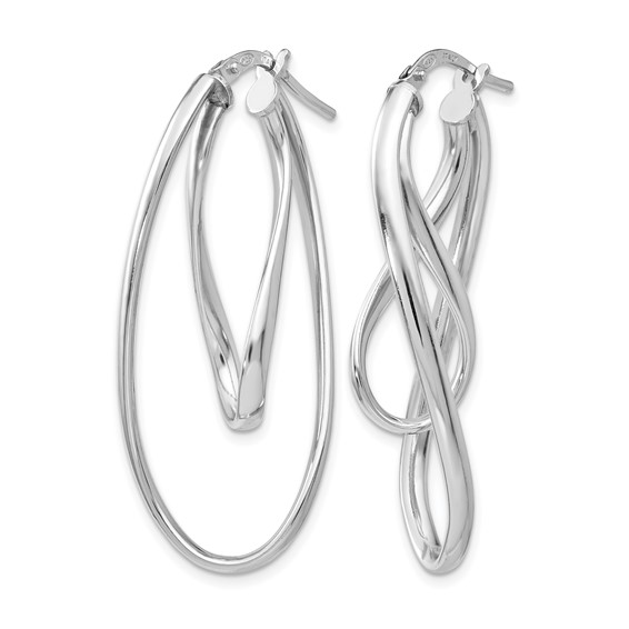 Leslie's Sterling Silver RH-plated Polished Twisted Oval Hoop Earrings