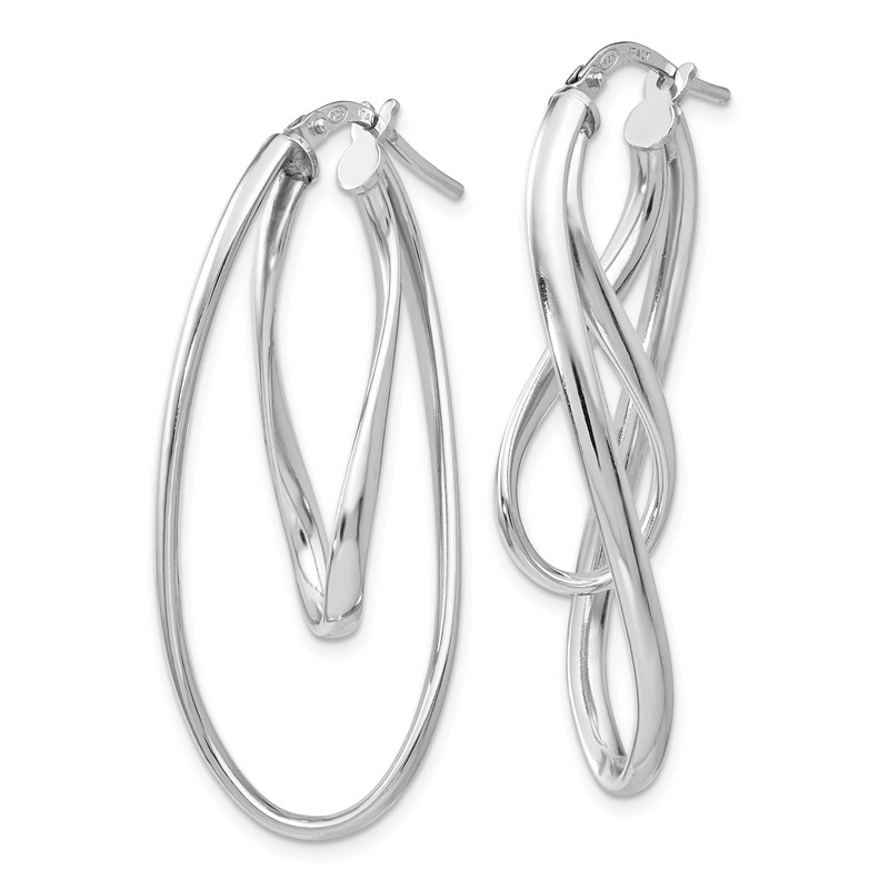 Sterling Silver RH-plated Polished Twisted Oval Hoop Earrings
