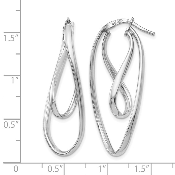 Leslie's Sterling Silver RH-plated Polished Twisted Oval Hoop Earrings