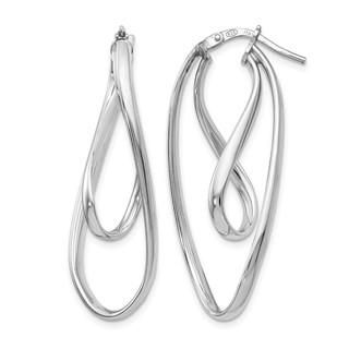 Leslie's Sterling Silver RH-plated Polished Twisted Oval Hoop Earrings
